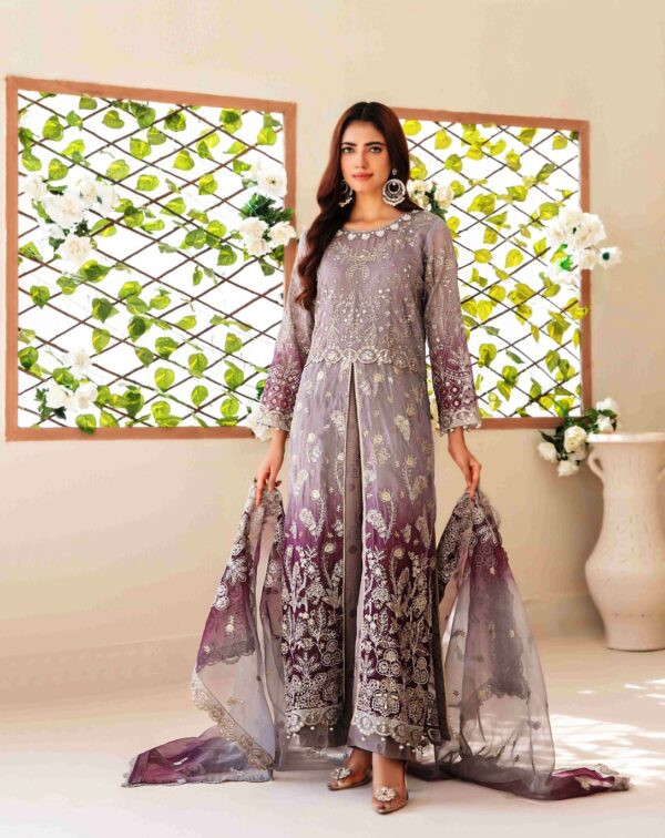 Grey embroidered suit