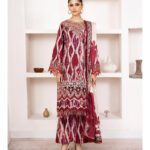 Deep red floral embroidery