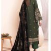 Velvet shawl with green unstitched outfit
