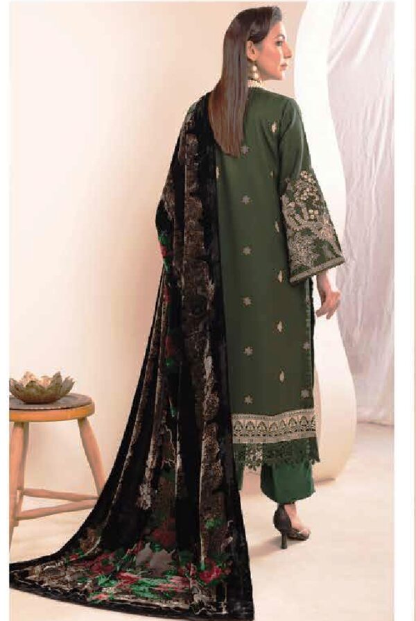 Velvet shawl with green unstitched outfit
