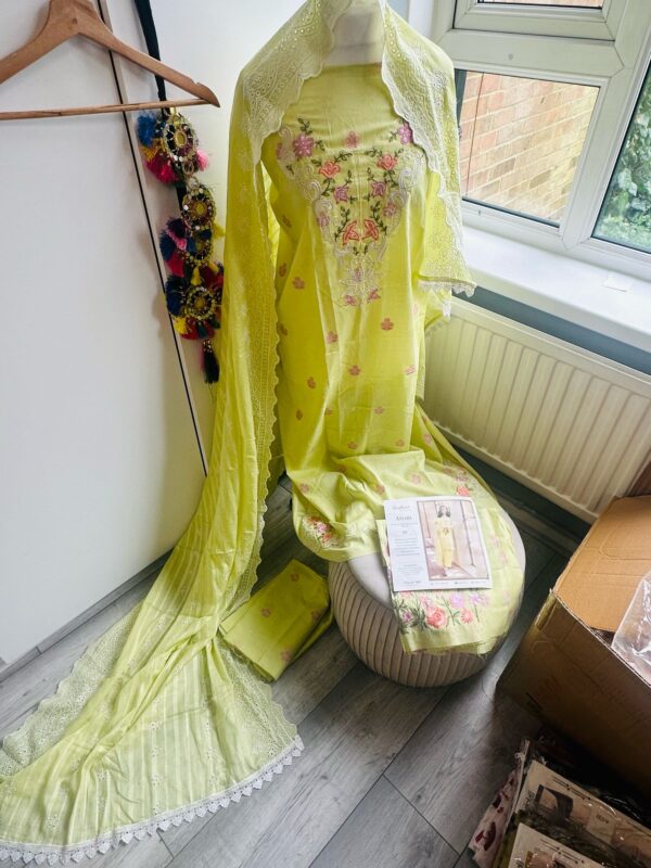 Chikan embroidered lawn dupatta